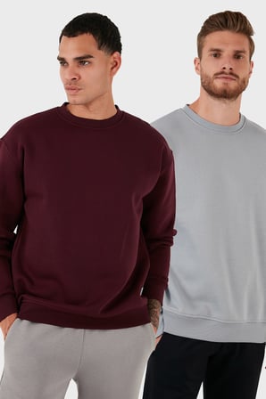 Buratti Regular Fit Bisiklet Yaka Şardonlu 2'li Paket Sweat Erkek SWEAT 5905255S2