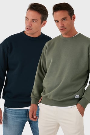 Buratti Regular Fit Bisiklet Yaka Şardonlu 2'li Paket Sweat Erkek SWEAT 5905255S2