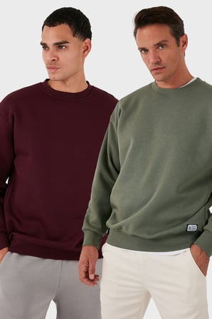 Buratti Regular Fit Bisiklet Yaka Şardonlu 2'li Paket Sweat Erkek SWEAT 5905255S2