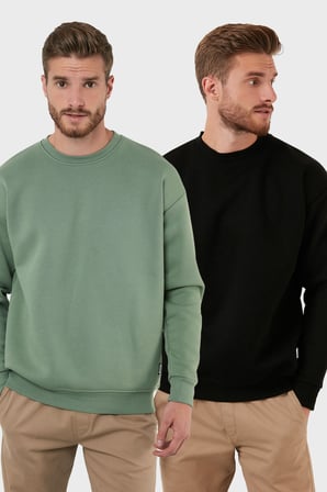 Buratti Regular Fit Bisiklet Yaka Şardonlu 2'li Paket Sweat Erkek SWEAT 5905255S2
