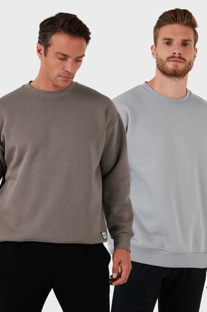 Buratti Regular Fit Bisiklet Yaka Şardonlu 2'li Paket Sweat Erkek SWEAT 5905255S2