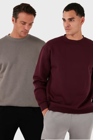 Buratti Regular Fit Bisiklet Yaka Şardonlu 2'li Paket Sweat Erkek SWEAT 5905255S2