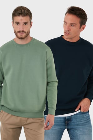 Buratti Regular Fit Bisiklet Yaka Şardonlu 2'li Paket Sweat Erkek SWEAT 5905255S2