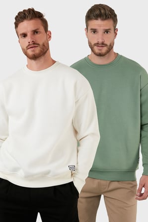 Buratti Regular Fit Bisiklet Yaka Şardonlu 2'li Paket Sweat Erkek SWEAT 5905255S2