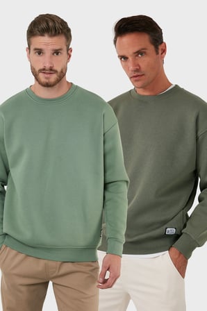 Buratti Regular Fit Bisiklet Yaka Şardonlu 2'li Paket Sweat Erkek SWEAT 5905255S2
