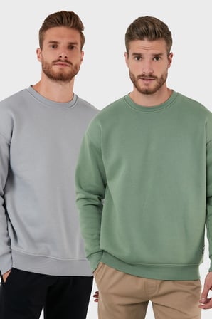 Buratti Regular Fit Bisiklet Yaka Şardonlu 2'li Paket Sweat Erkek SWEAT 5905255S2