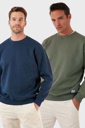 Buratti Regular Fit Bisiklet Yaka Şardonlu 2'li Paket Sweat Erkek SWEAT 5905255S2