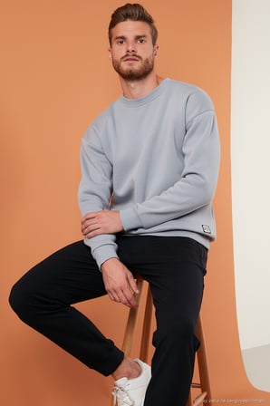 Buratti Regular Fit Bisiklet Yaka Şardonlu 2'li Paket Sweat Erkek SWEAT 5905255S2