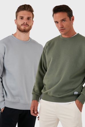 Buratti Regular Fit Bisiklet Yaka Şardonlu 2'li Paket Sweat Erkek SWEAT 5905255S2