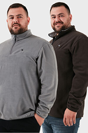 Buratti Regular Fit Anti-Pilling Büyük Beden Dik Yaka Kışlık Şardonlu 2'li Paket Polar Erkek POLAR 5906001BS2