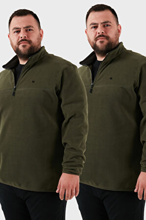 Buratti Regular Fit Anti-Pilling Büyük Beden Dik Yaka Kışlık Şardonlu 2'li Paket Polar Erkek POLAR 5906001BS2