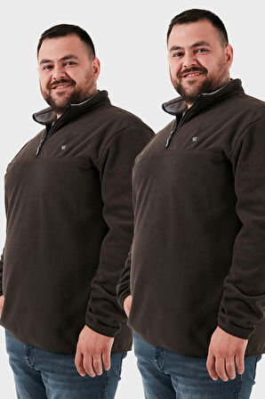 Buratti Regular Fit Anti-Pilling Büyük Beden Dik Yaka Kışlık Şardonlu 2'li Paket Polar Erkek POLAR 5906001BS2