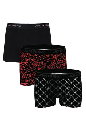 John Frank Logolu Pamuklu 3'lü Paket Boxer Erkek BOXER JFBS3 Lacivert-STuruncu-SBeyaz