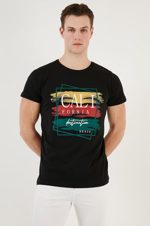 Buratti Pamuklu Baskılı 3'lü Paket T Shirt Erkek T SHİRT 541S3 Siyah-Lacivert-Beyaz