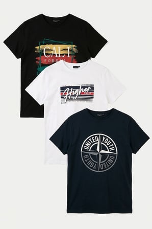 Buratti Pamuklu Baskılı 3'lü Paket T Shirt Erkek T SHİRT 541S3 Siyah-Lacivert-Beyaz
