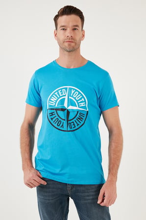 Buratti Pamuklu Baskılı 3'lü Paket T Shirt Erkek T SHİRT 541S3 Siyah-Parlıament-Açık Mavi