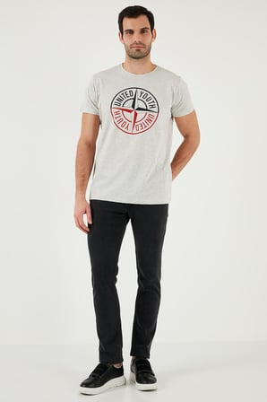 Buratti Pamuklu Baskılı 3'lü Paket T Shirt Erkek T SHİRT 541S3 Parlıament-Beyaz-Açık Melanj