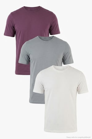 Buratti Pamuklu Regular Fit Bisiklet Yaka 3'lü Paket T Shirt Erkek T SHİRT 59020204S3 Mürdüm-Açık Gri-Ekru
