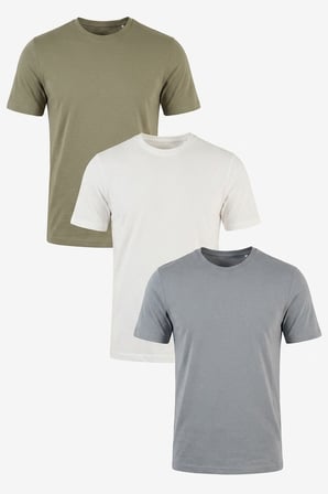 Buratti Pamuklu Regular Fit Bisiklet Yaka 3'lü Paket T Shirt Erkek T SHİRT 59020204S3 Vizon Yeşili-Açık Gri-Ekru