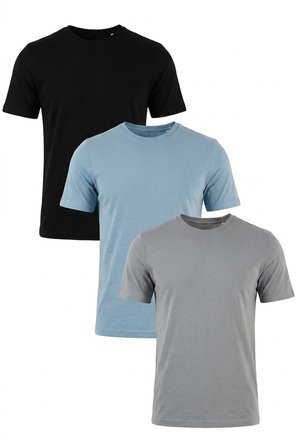 Buratti Pamuklu Regular Fit Bisiklet Yaka 3'lü Paket T Shirt Erkek T SHİRT 59020204S3 Siyah-Mavi-Açık Gri