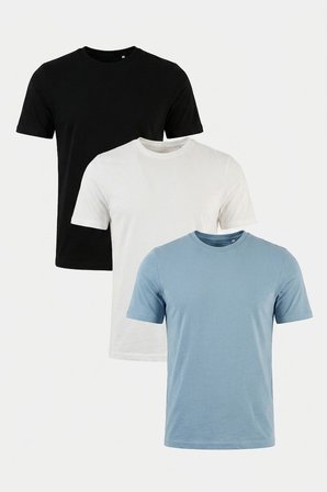 Buratti Pamuklu Regular Fit Bisiklet Yaka 3'lü Paket T Shirt Erkek T SHİRT 59020204S3 Siyah-Mavi-Ekru