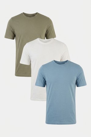 Buratti Pamuklu Regular Fit Bisiklet Yaka 3'lü Paket T Shirt Erkek T SHİRT 59020204S3 Vizon Yeşili-Mavi-Ekru