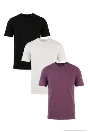 Buratti Pamuklu Regular Fit Bisiklet Yaka 3'lü Paket T Shirt Erkek T SHİRT 59020204S3 Siyah-Mürdüm-Ekru