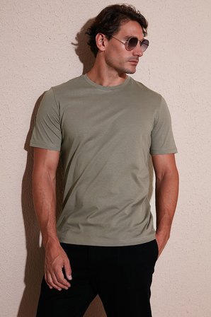 Buratti Pamuklu Regular Fit Bisiklet Yaka 3'lü Paket T Shirt Erkek T SHİRT 59020204S3 Mürdüm-Vizon Yeşili-Ekru