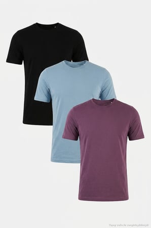 Buratti Pamuklu Regular Fit Bisiklet Yaka 3'lü Paket T Shirt Erkek T SHİRT 59020204S3 Siyah-Mürdüm-Mavi