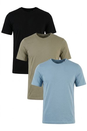 Buratti Pamuklu Regular Fit Bisiklet Yaka 3'lü Paket T Shirt Erkek T SHİRT 59020204S3 Siyah-Vizon Yeşili-Mavi