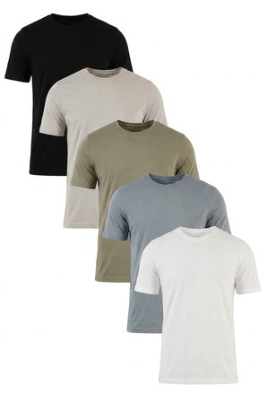 Buratti Pamuklu Regular Fit Bisiklet Yaka 5'li Paket T Shirt Erkek T SHİRT 59020204S5 Siyah-Vizon Yeşili-Kül-Açık Gri-Ekru