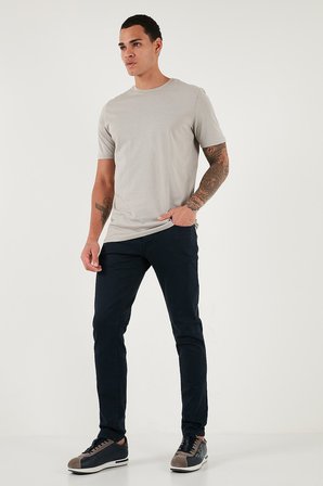 Buratti Pamuklu Regular Fit Bisiklet Yaka 5'li Paket T Shirt Erkek T SHİRT 59020204S5 Mürdüm-Vizon Yeşili-Kül-Mavi-Açık Gri