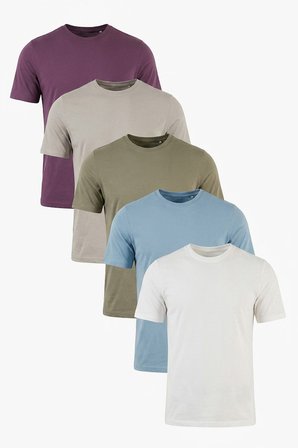 Buratti Pamuklu Regular Fit Bisiklet Yaka 5'li Paket T Shirt Erkek T SHİRT 59020204S5 Mürdüm-Vizon Yeşili-Kül-Mavi-Ekru
