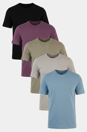 Buratti Pamuklu Regular Fit Bisiklet Yaka 5'li Paket T Shirt Erkek T SHİRT 59020204S5 Siyah-Mürdüm-Vizon Yeşili-Kül-Mavi