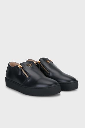 Giuseppe Zanotti Fermuar Detaylı Deri Sneaker Ayakkabı Erkek AYAKKABI RM60020-003 SİYAH