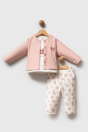 %100 Organik Pamuk Cute Butterfly Hırkalı Takım