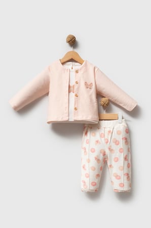 %100 Organik Pamuk Cute Butterfly Hırkalı Takım