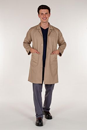 Bej Gabardin Erkek İş Önlük