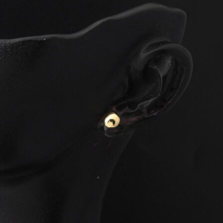 Aynalı 14 Ayar Altın Mini Top Küpe