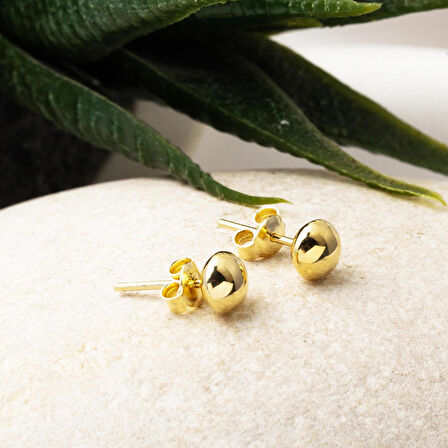 Aynalı 14 Ayar Altın Mini Top Küpe