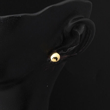 Aynalı Taşsız 14 Ayar Altın Küpe