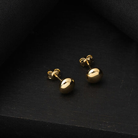 Aynalı Taşsız 14 Ayar Altın Küpe