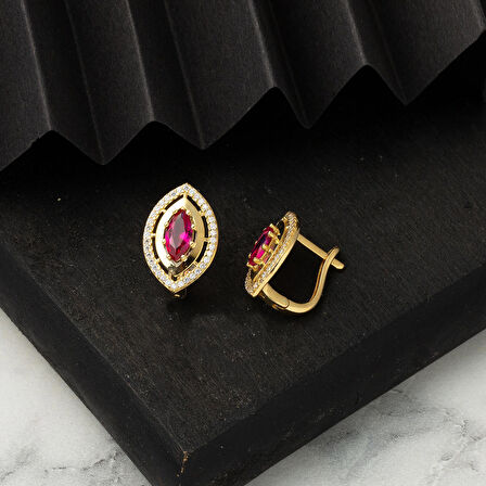 Göz 14 Ayar Taşlı Altın Küpe