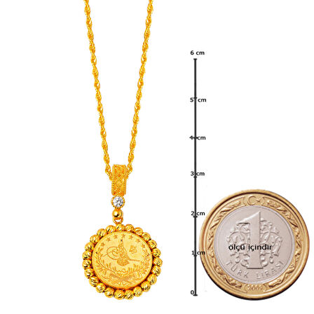 Tuğralı 14 Ayar Toplu Altın Kolye