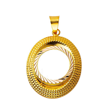 Oval Çerçeve Çeyrek Altınlık Kolye Ucu
