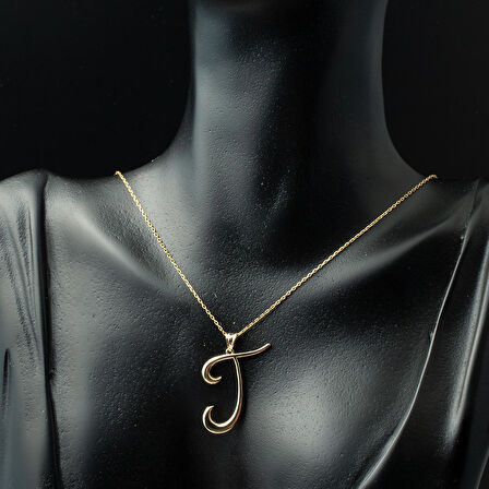 T Harfi 14 Ayar Altın Kolye