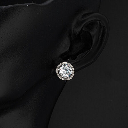 Tektaş Klipsli Beyaz Altın Küpe