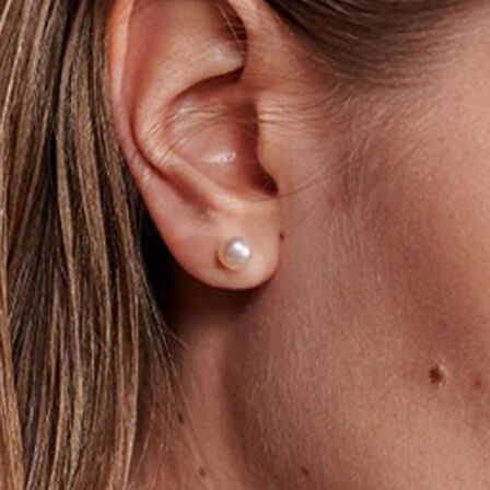 Pearly İncili Altın Küpe