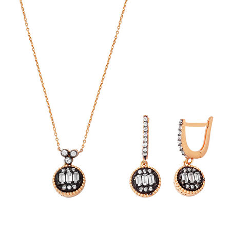 Kolye & Küpe Rose Altın Set