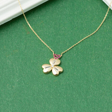 3 Kalpli Baget Taşlı Altın Kolye